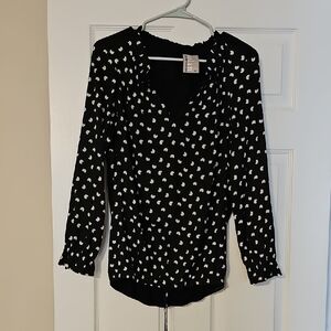 Dolan Black and White Patterned Blouse